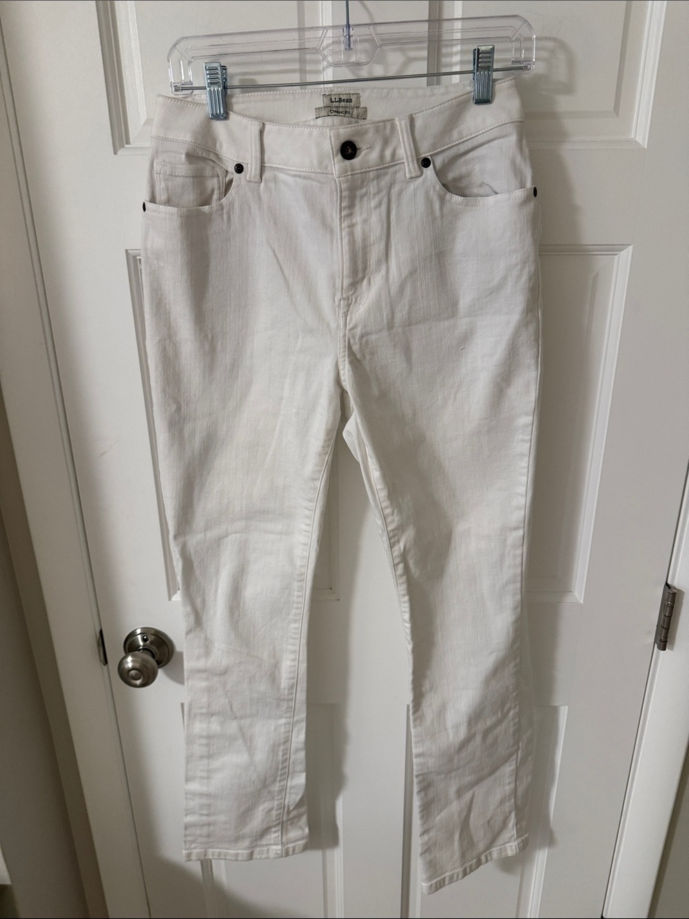 L.L. Bean Women's True Shape Jeans, High-Rise Slim-Leg Colors White size 8